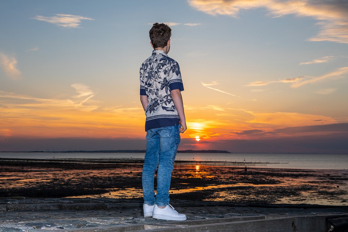 z in the bubble at sunset