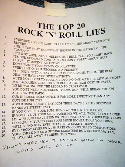 the 20 rock and roll lies