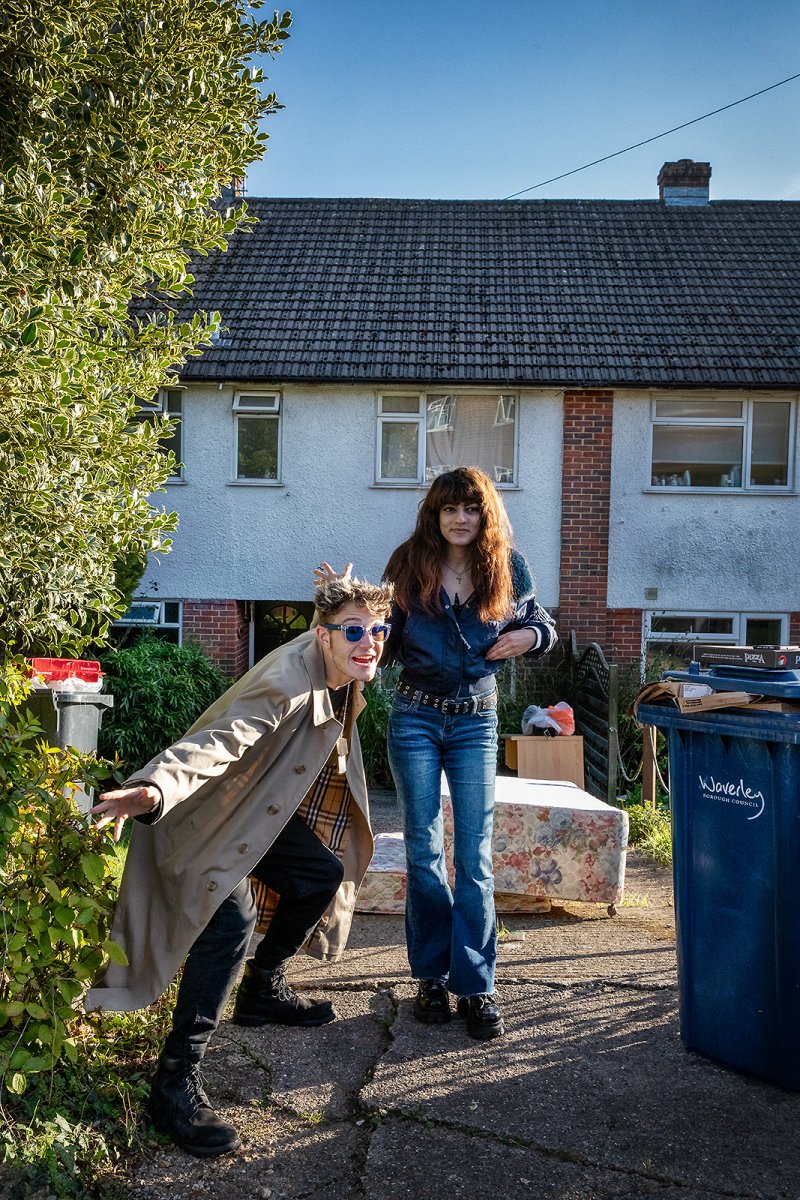art students outside a student house