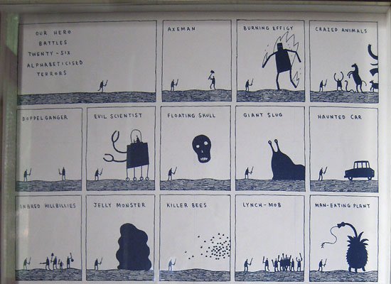 our hero battles 26 alphabeticised terrors