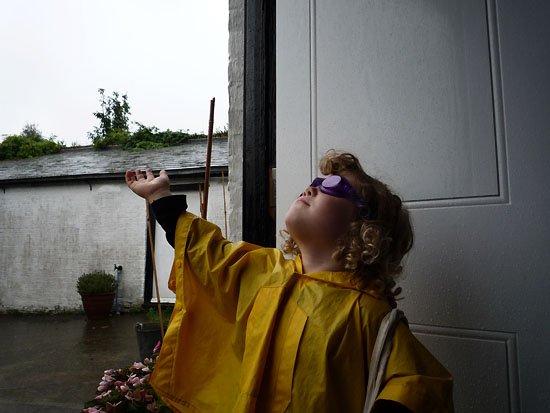 z in his new rainy day outfit