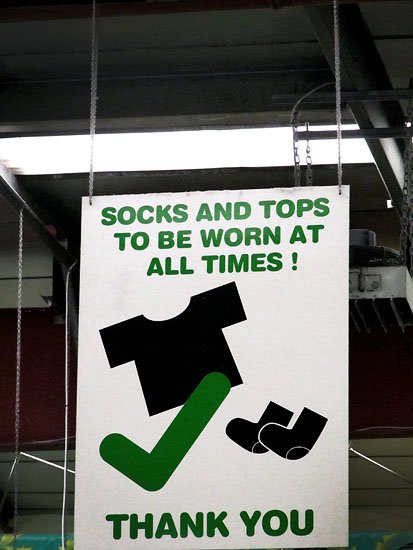 socks and tops to be worn at all times