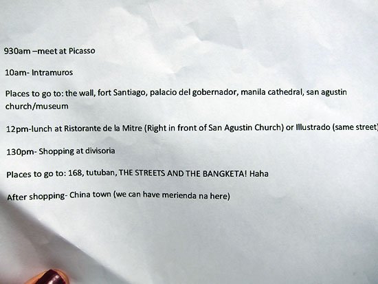 our itinerary