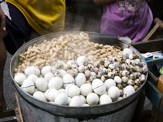 boiled eggs are very popular in manila...