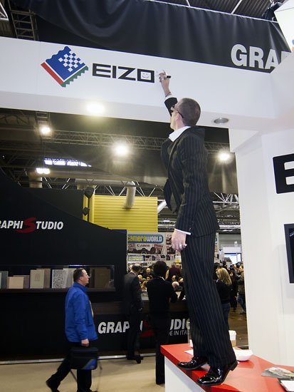 caught defacing the eizo stand