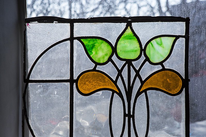 stained glass at the bunker